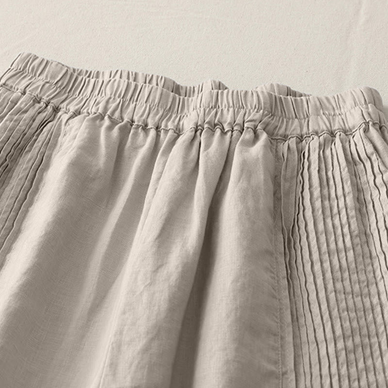 Nimara Ritual Casual Plain Tucker Pleats Elastic Women's Polyester Wide Leg Pants With Pockets