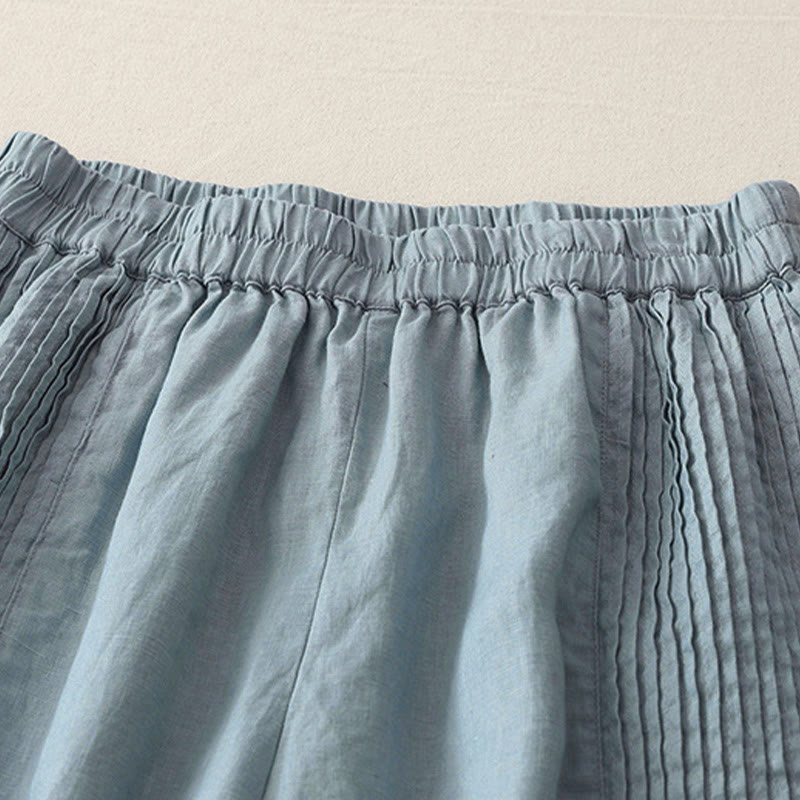 Nimara Ritual Casual Plain Tucker Pleats Elastic Women's Polyester Wide Leg Pants With Pockets