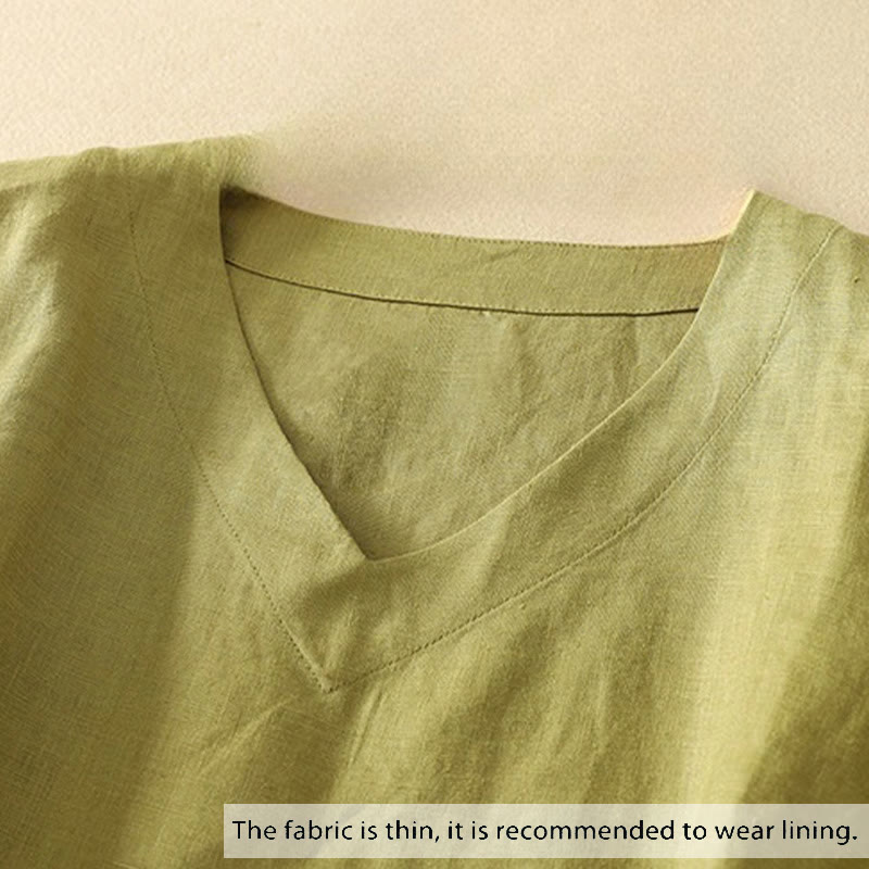 Nimara Ritual Summer Casual Plain Polyester Women's V-neck Design Half Sleeve T-shirt