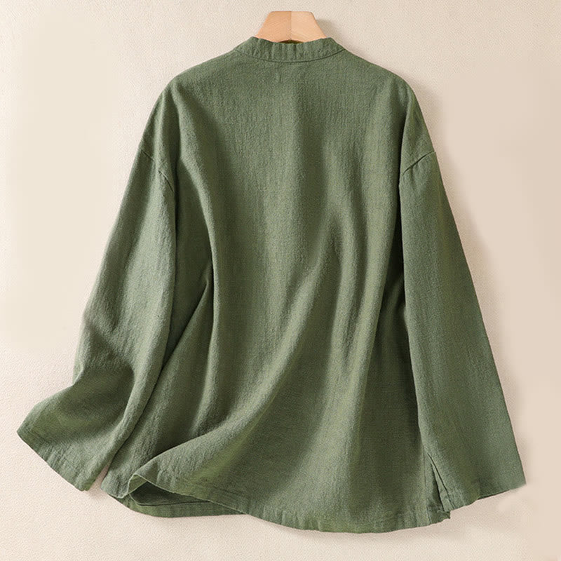 Nimara Ritual Casual Buttons Crew Neck Women's Long Sleeve Shirt With Pockets