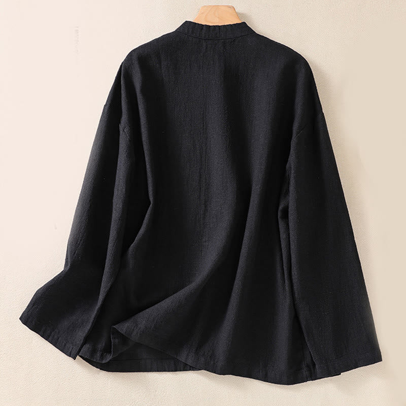 Nimara Ritual Casual Buttons Crew Neck Women's Long Sleeve Shirt With Pockets