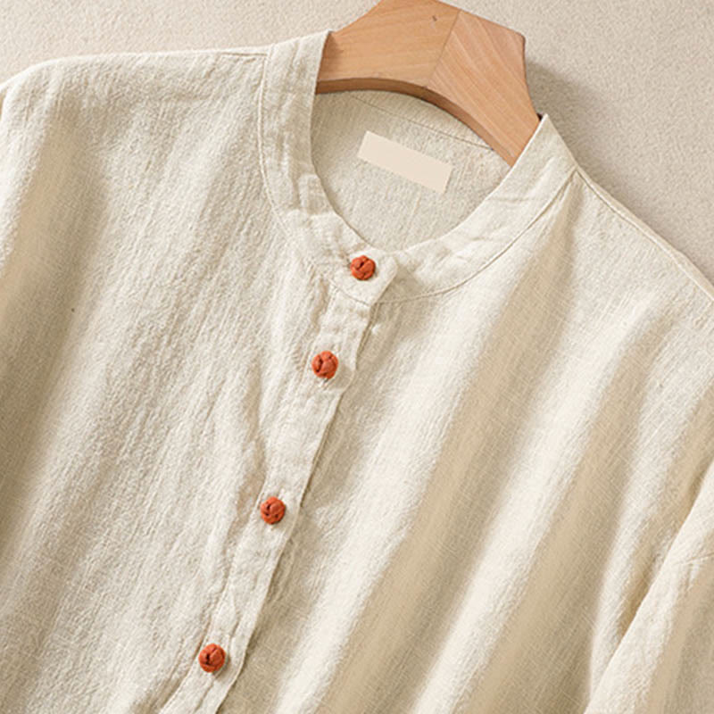 Nimara Ritual Casual Buttons Crew Neck Women's Long Sleeve Shirt With Pockets