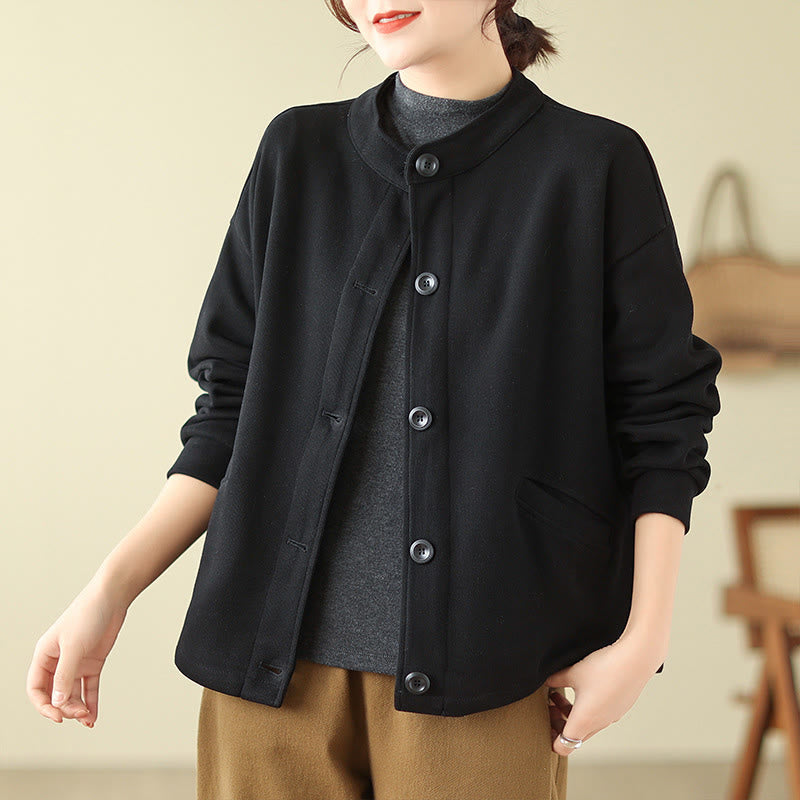 Nimara Ritual Solid Color Women's Long Sleeve Jacket With Pockets