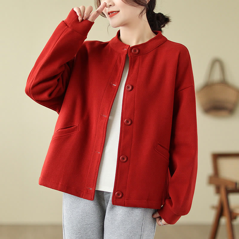 Nimara Ritual Solid Color Women's Long Sleeve Jacket With Pockets