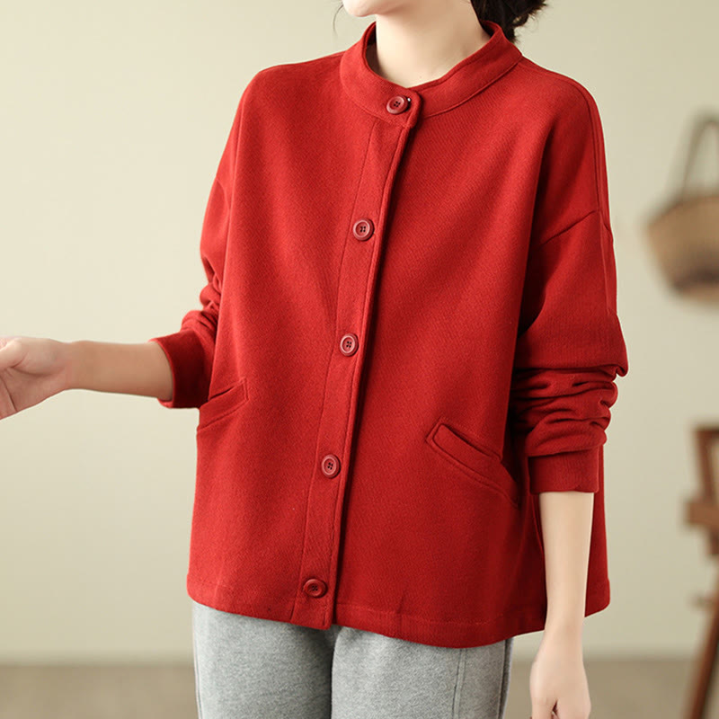 Nimara Ritual Solid Color Women's Long Sleeve Jacket With Pockets