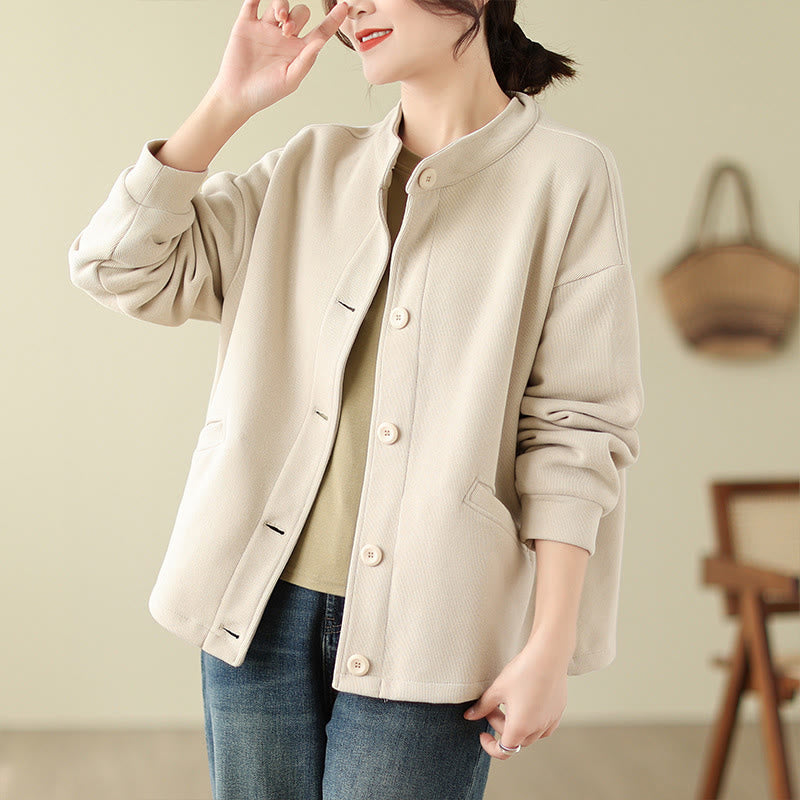 Nimara Ritual Solid Color Women's Long Sleeve Jacket With Pockets
