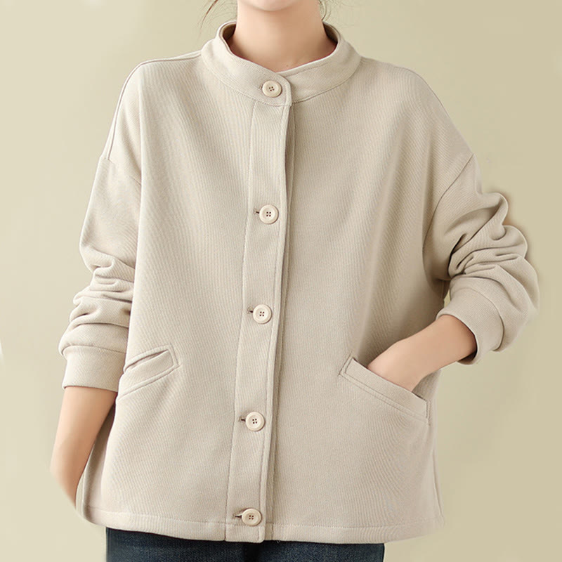 Nimara Ritual Solid Color Women's Long Sleeve Jacket With Pockets