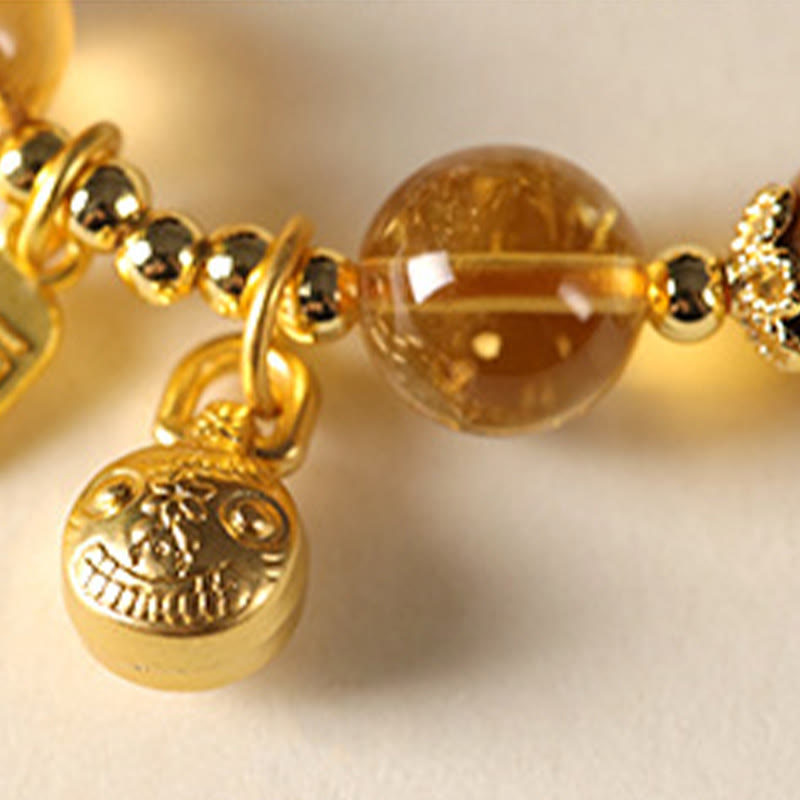 Nimara Ritual Natural Citrine Fu Character Lucky Beast Prosperity Bracelet