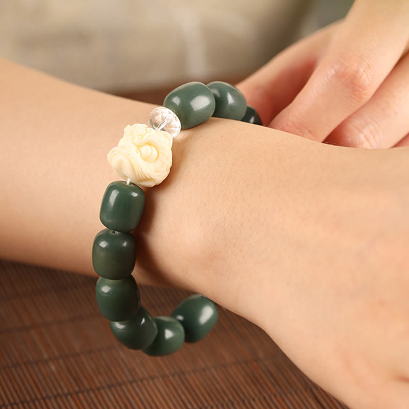 Nimara Ritual Bodhi Seed Om Mani Padme Hum Lion Head Peace Bracelet