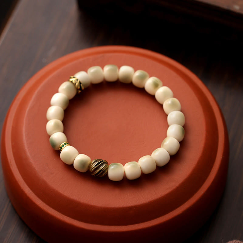 Nimara Ritual Bodhi Seed Hammered Copper Brass Garuda Wisdom Bracelet
