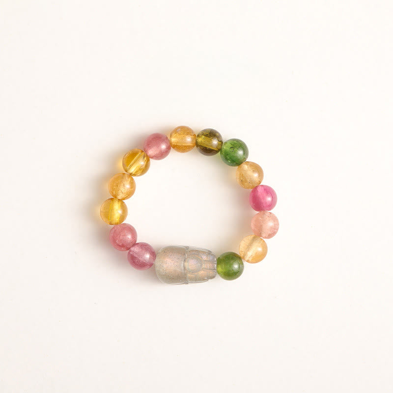 Nimara Ritual Natural Tourmaline Lucky Pearl Pixiu Amber Positive Love Ring