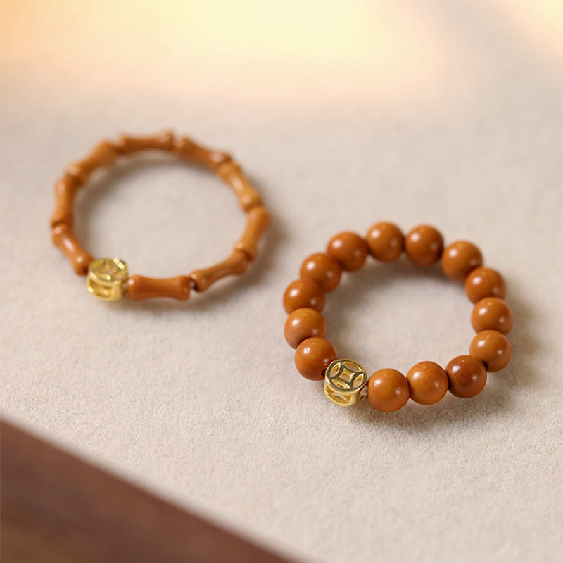 Nimara Ritual Olive Pit Bead Copper Coin Inner Strength Ring