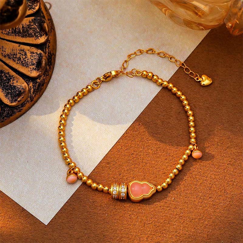 Nimara Ritual Copper Brass Plated 24k Gold Beads Gourd Wealth Bracelet