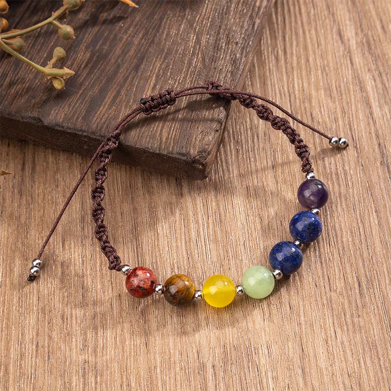 Nimara Ritual Natural Various Crystals Tiger Eye Amethyst Courage Rope Bracelet