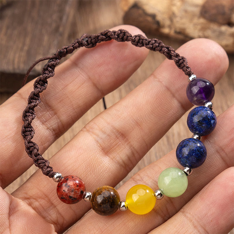 Nimara Ritual Natural Various Crystals Tiger Eye Amethyst Courage Rope Bracelet