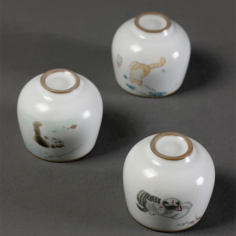 Nimara Ritual Cute Cat Branches Teacup Kung Fu Tea Cup With Gift Box