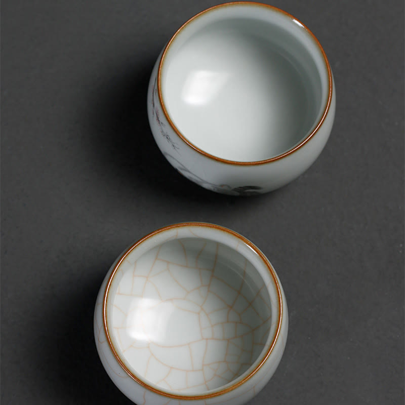Nimara Ritual Cute Cat Branches Teacup Kung Fu Tea Cup With Gift Box