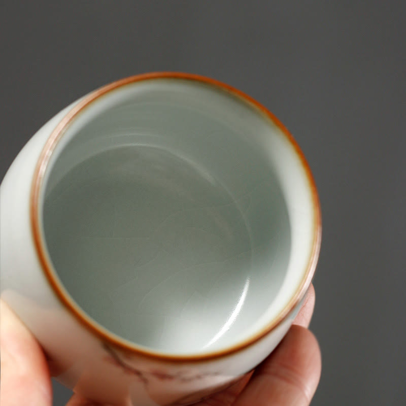 Nimara Ritual Cute Cat Branches Teacup Kung Fu Tea Cup With Gift Box