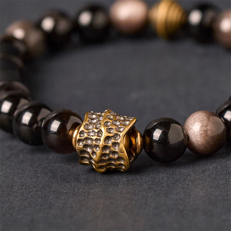 Nimara Ritual Silver Sheen Obsidian Ebony Protection Bracelet