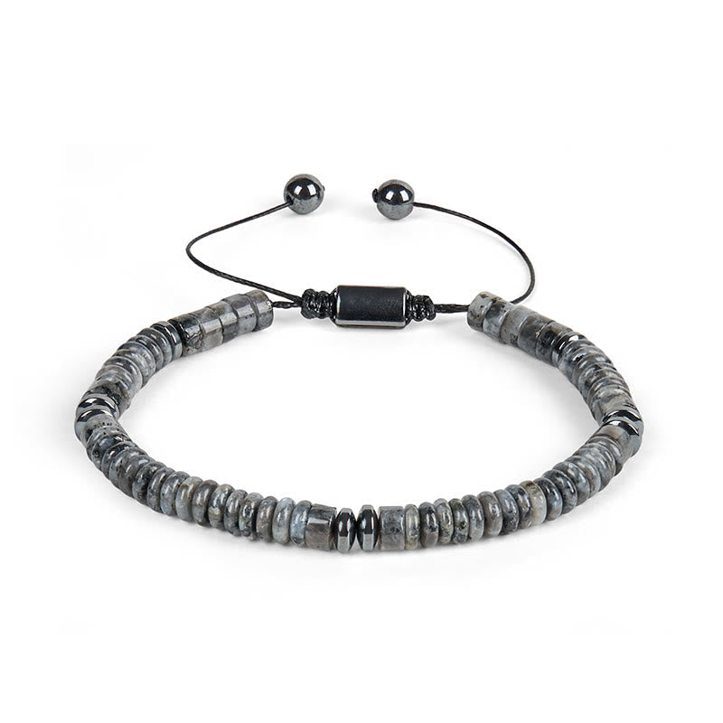 Nimara Ritual Small Black Obsidian Green Aventurine Grey Jasper Tiger Eye Strength Rope Bracelet