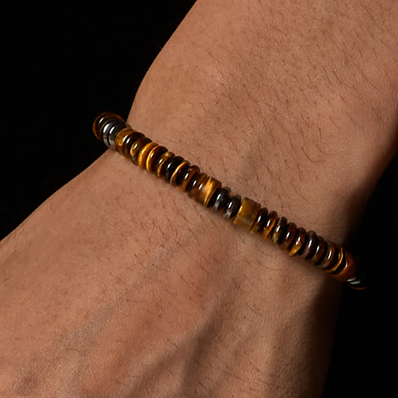 Nimara Ritual Small Black Obsidian Green Aventurine Grey Jasper Tiger Eye Strength Rope Bracelet