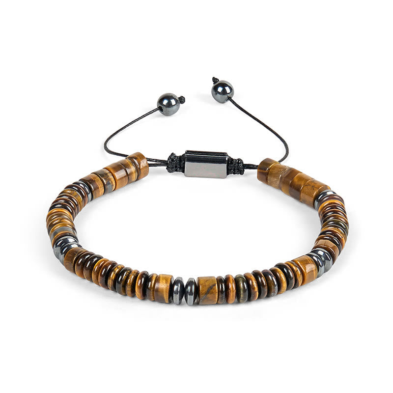 Nimara Ritual Small Black Obsidian Green Aventurine Grey Jasper Tiger Eye Strength Rope Bracelet