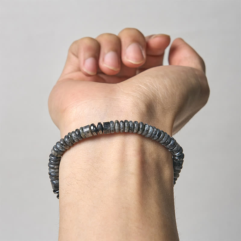 Nimara Ritual Small Black Obsidian Green Aventurine Grey Jasper Tiger Eye Strength Rope Bracelet