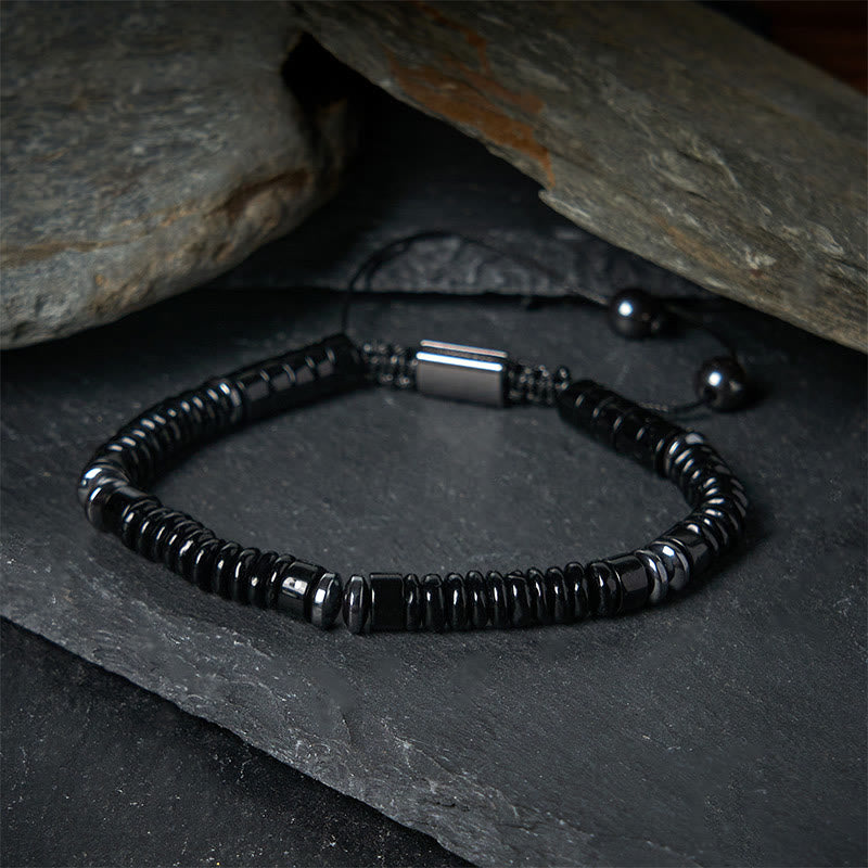 Nimara Ritual Small Black Obsidian Green Aventurine Grey Jasper Tiger Eye Strength Rope Bracelet