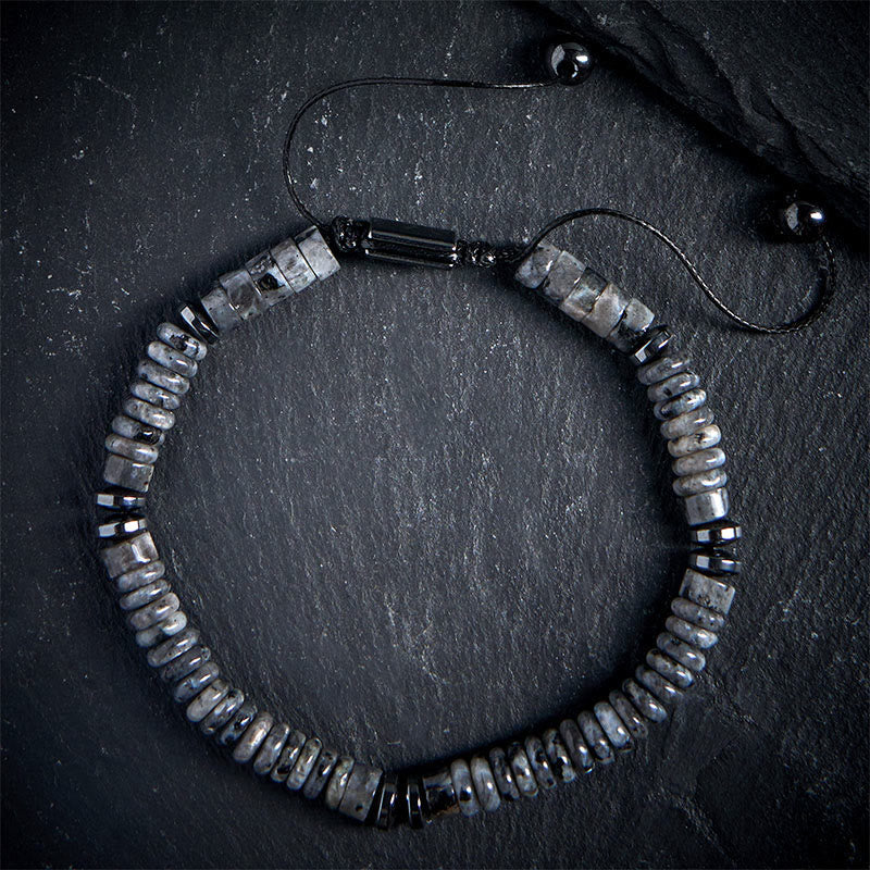 Nimara Ritual Small Black Obsidian Green Aventurine Grey Jasper Tiger Eye Strength Rope Bracelet