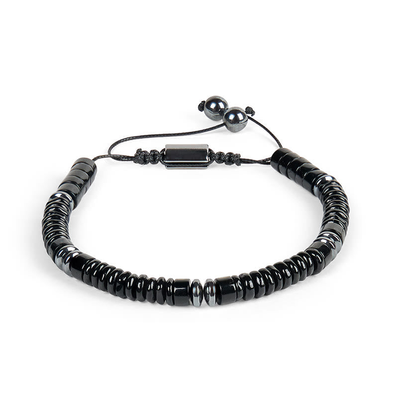 Nimara Ritual Small Black Obsidian Green Aventurine Grey Jasper Tiger Eye Strength Rope Bracelet