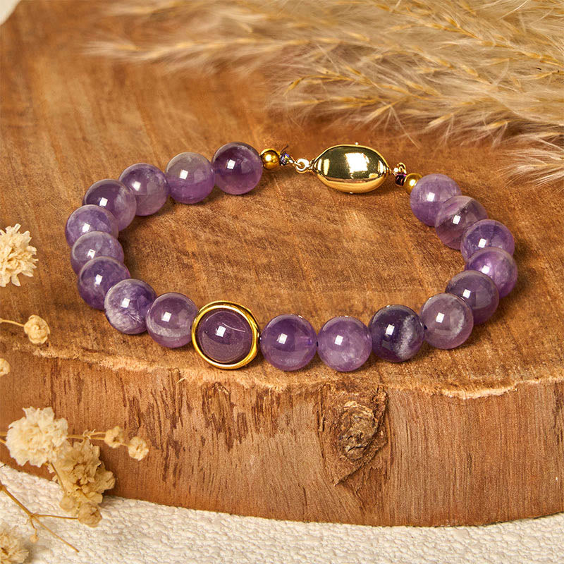 Nimara Ritual Natural Amethyst Beads Balance Relieves Stress Buckle Bracelet