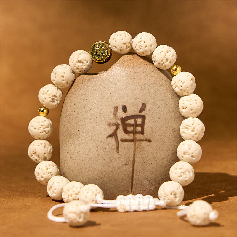 Nimara Ritual White Lava Rock Om Symbol Healing Calm Bracelet