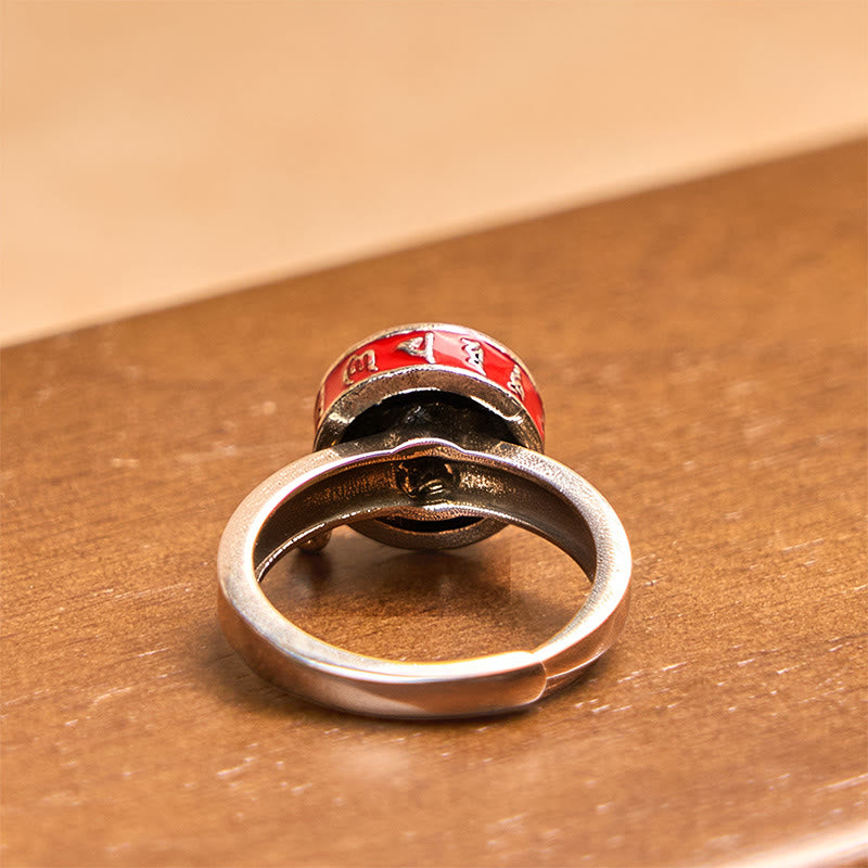 Nimara Ritual Om Mani Padme Hum Copper Prayer Wheel Rotatable Wealth Ring