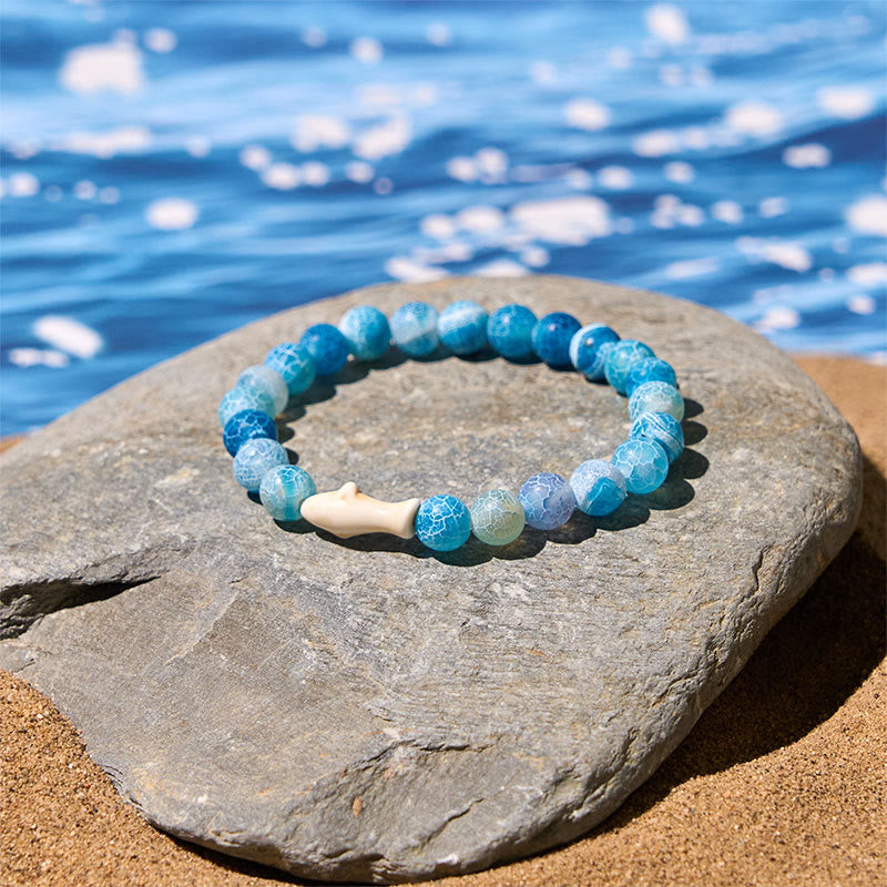 Nimara Ritual Natural Agate Stone Shark Wisdom Bracelet