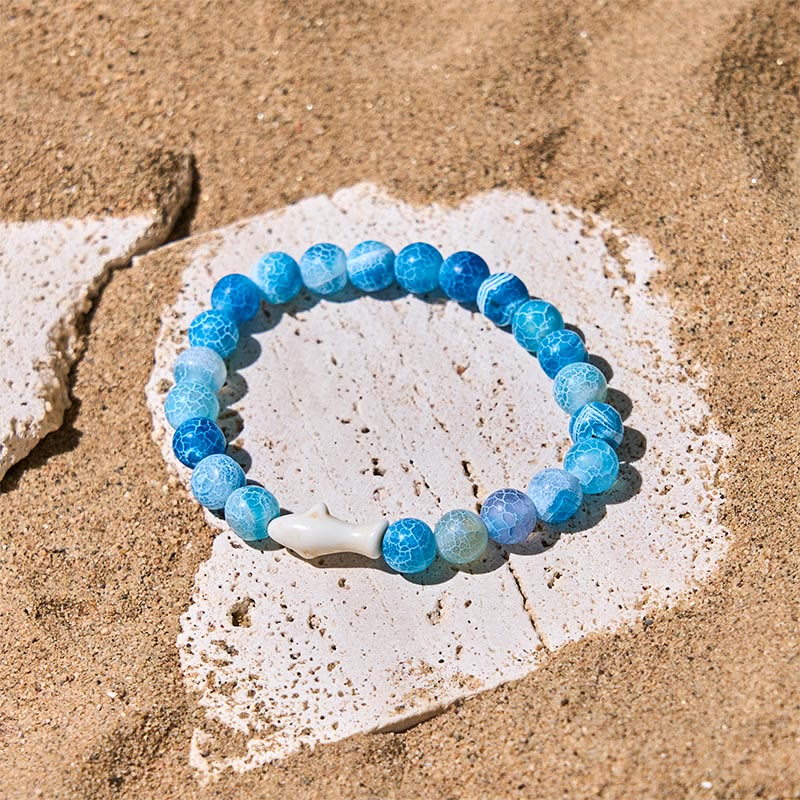 Nimara Ritual Natural Agate Stone Shark Wisdom Bracelet
