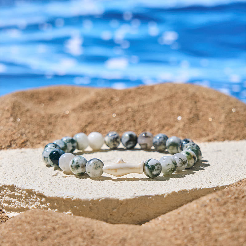 Nimara Ritual Natural Agate Stone Shark Wisdom Bracelet