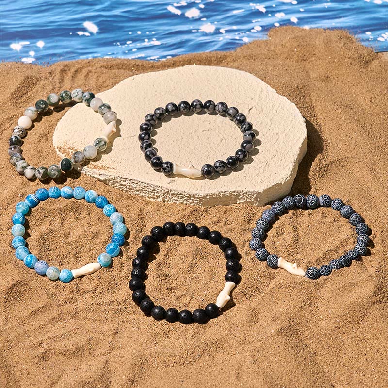Nimara Ritual Natural Agate Stone Shark Wisdom Bracelet
