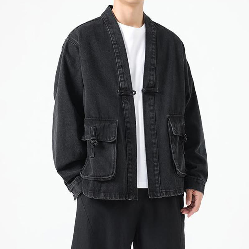 Nimara Ritual Denim Button Design Men's Cotton Long Sleeve Jacket With Pockets