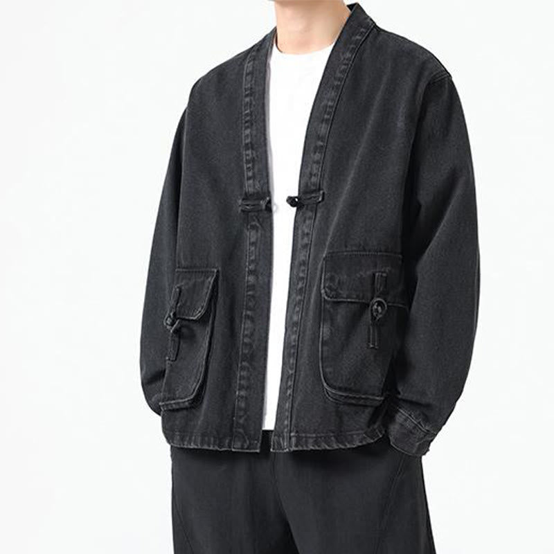 Nimara Ritual Denim Button Design Men's Cotton Long Sleeve Jacket With Pockets