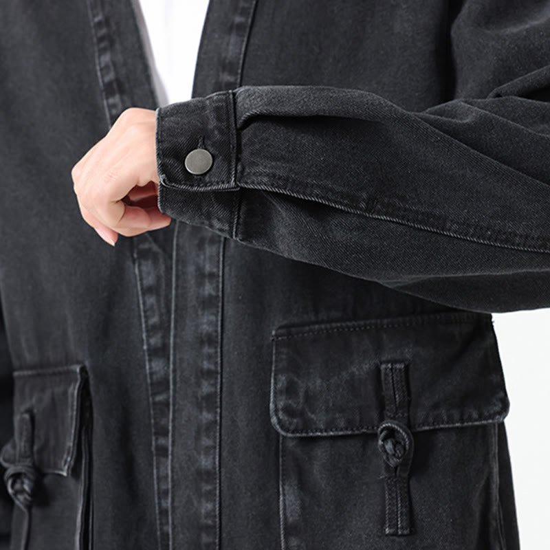Nimara Ritual Denim Button Design Men's Cotton Long Sleeve Jacket With Pockets