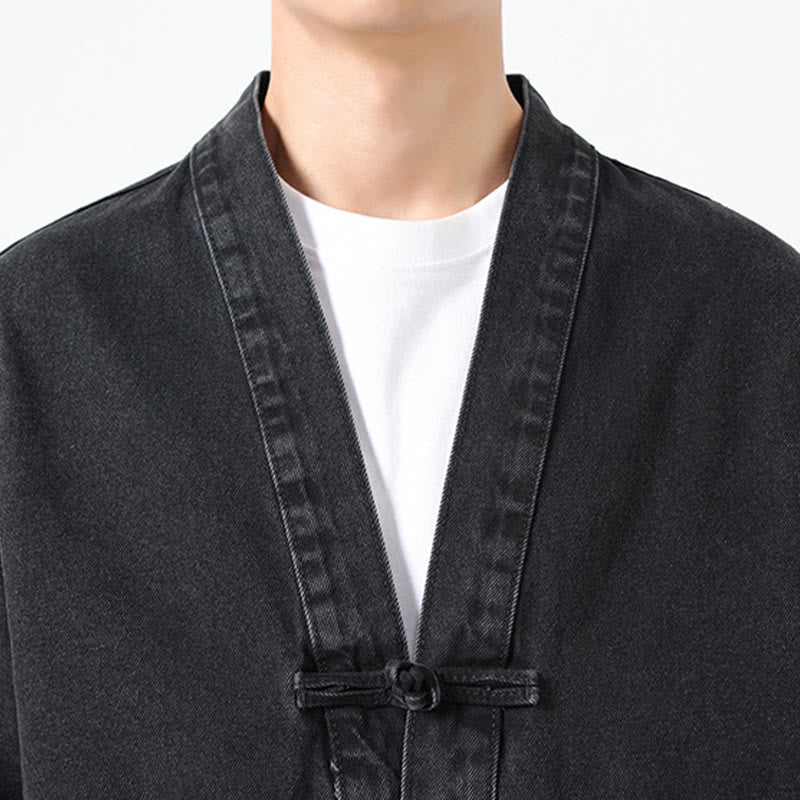 Nimara Ritual Denim Button Design Men's Cotton Long Sleeve Jacket With Pockets