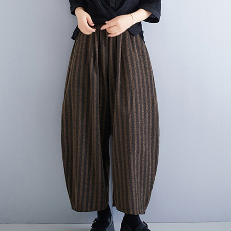 Nimara Ritual Casual 7-8 Length Corduroy Stripes Women's Polyester Wide Leg Pants With Pockets