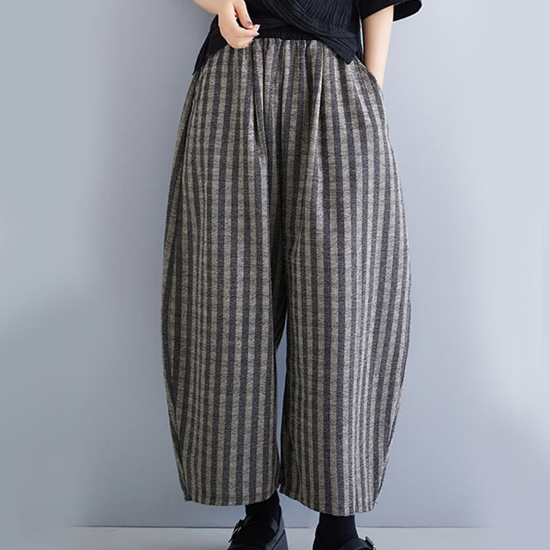 Nimara Ritual Casual 7-8 Length Corduroy Stripes Women's Polyester Wide Leg Pants With Pockets