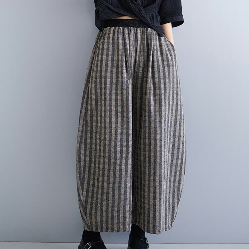 Nimara Ritual Casual 7-8 Length Corduroy Stripes Women's Polyester Wide Leg Pants With Pockets