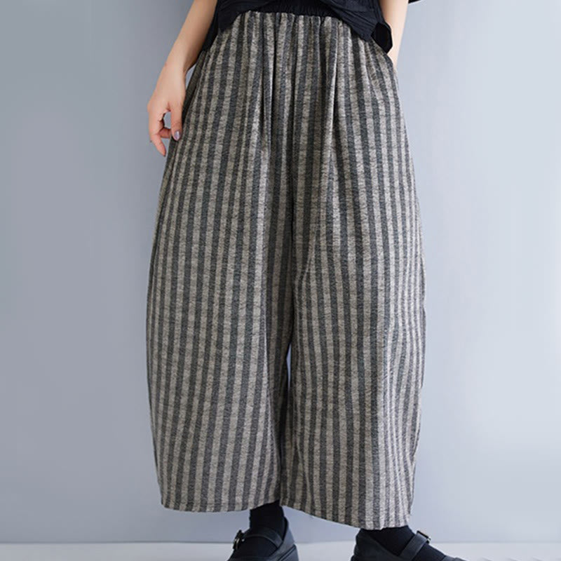 Nimara Ritual Casual 7-8 Length Corduroy Stripes Women's Polyester Wide Leg Pants With Pockets