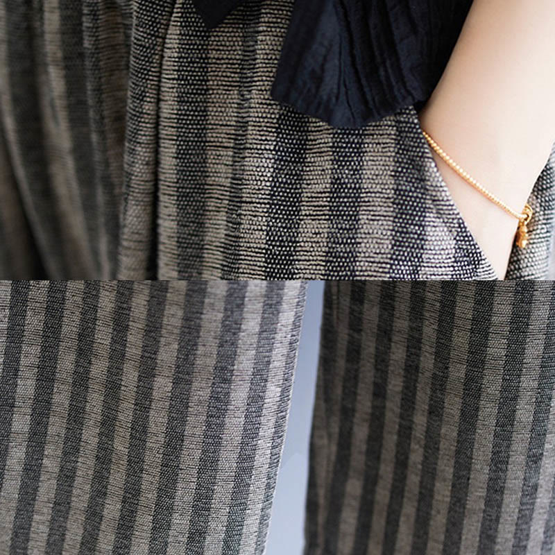 Nimara Ritual Casual 7-8 Length Corduroy Stripes Women's Polyester Wide Leg Pants With Pockets