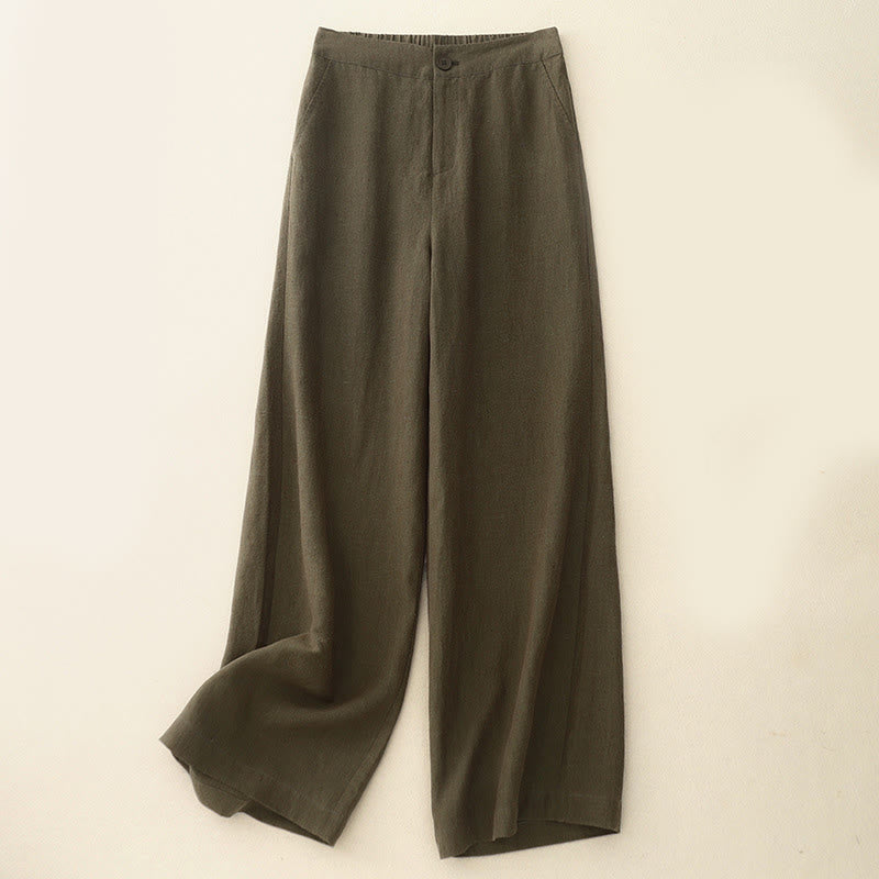 Nimara Ritual Casual Plain Women's Elastic Waist Wide Leg Pants With Pockets