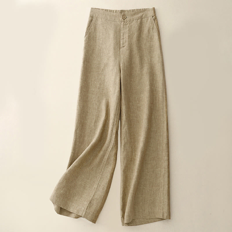 Nimara Ritual Casual Plain Women's Elastic Waist Wide Leg Pants With Pockets