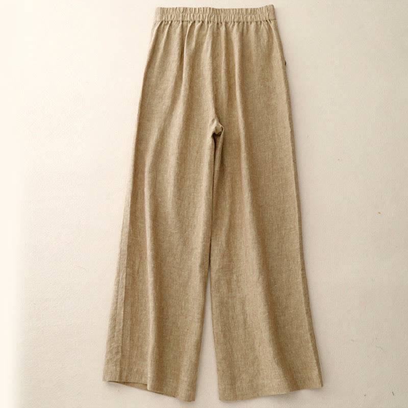 Nimara Ritual Casual Plain Women's Elastic Waist Wide Leg Pants With Pockets