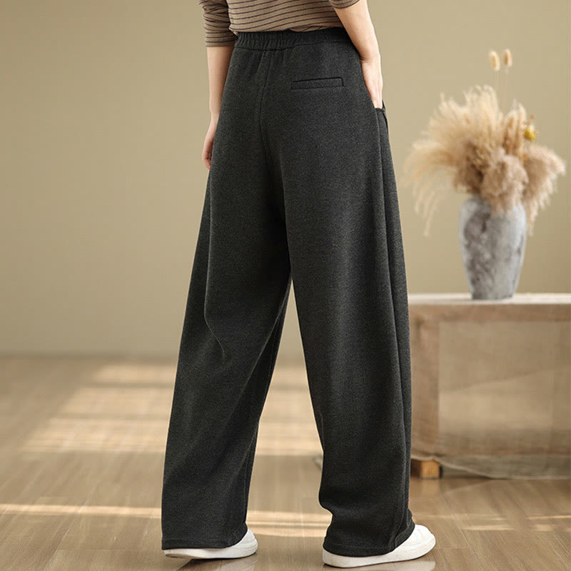 Nimara Ritual Casual Thickening Women's Polyester Straight Leg Pants With Pockets